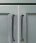 10 Pack 5 Inch Center To Center Matte Black Cabinet Pulls Built Tough Heavy Duty Handles Top Shelf Hardware For Kitchen Cabinets Dressers And Bathrooms With Rust Proof Finish on grey cabinet doors.