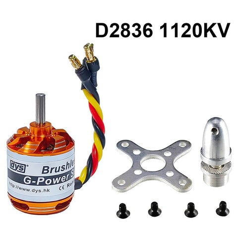 D2836 Beefy Brushless Outrunner Motor Series For 2 To 4S LiPo Multicopter Quad Copter And Fixed Wing RC Aircraft With 4.0mm Shaft And Banana Plug Adapters, 1120KV option