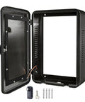 Built Different Heavy Duty EV Charger Enclosure Hardcore Weatherproof Wall Mount Box For Electric Vehicles open with lock and mounting hardware