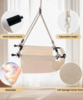 Minimalist Doorway Swing Chair With Heavy Duty Rope For Indoor Outdoor Fun, Comfortable U Shape Ergonomic Design, Adjustable Height, Beige