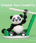 3D printed black and white panda figurine made with PLA Basic Filament 1.75mm 1kg Spool For 3D Printing on green background