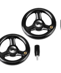 Heavy Duty 3 Spoke Round Handwheel Made From Durable Engineered Plastic For Machine Tools And Industrial Control Panels With Superior Grip And Anti Aging Performance You Need For Any Workshop Job, black with detachable handle
