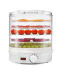 Six Tier Electric Food Dehydrator With Round Multi Layer Trays And Adjustable Temp Control For Airflow Jerky Making And Garden Drying Total Kitchen Flex For Weekend Batch Cookin And Family Feast Setup with tomatoes and grapes.