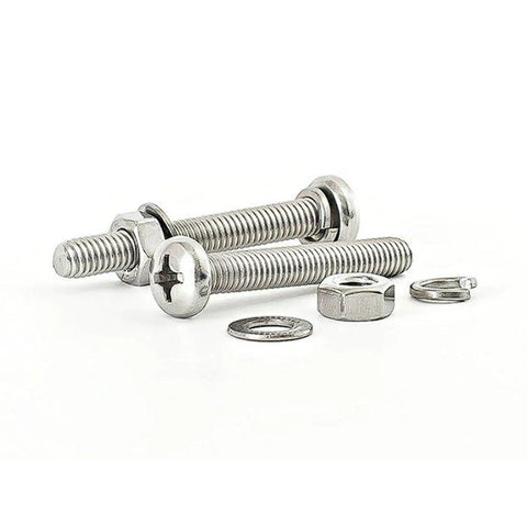 304 Stainless Steel Hex Socket Round Head Screws And Bolts Kit With Nuts And Flat Washers M5 X 12mm 50 Piece Set For Indoor Outdoor Use Tough High Torque Drive Corrosion Resistant Hardware, shown with screws, nuts, washers