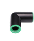 Raindrip 367G00UB compression elbow, 1/2-inch, black plastic with green ends