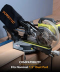 Replacement Miter Saw Dust Bag For 7-1/4 And 8-1/2 Inch Saws With 1-1/2 Inch Dust Ports Fits Nominal 1-5/8 Inch Port
