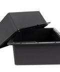 Beast Mode Dual Group 24 RV Battery Box With Dead Simple Vent Design, heavy-duty black plastic construction, open view, 18x14x14 inches.