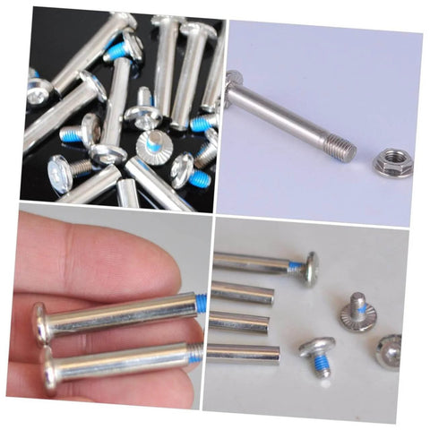 16 Piece Inline Skate Replacement Screws Kit, Stainless Steel Skate Wheel Screws For Inline Bearings displayed in a collage