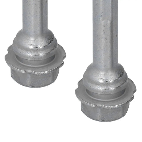 Premium Rear Brake Caliper Slider Pin Kit For T4 Vehicles. metal guide bolts with rubber seals, close-up of two pins