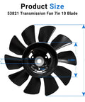 Transmission Fan 7 Inch 10 Blade Pump Cooling Fan for Lawn Tractor Transaxle Fits 53821 Black 1Pc, product size dimensions shown