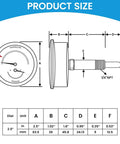 Dual-Display Tridicator Boiler Gauge Kit Commercial Grade With 2.5 Inch Dial dimensions and specifications diagram