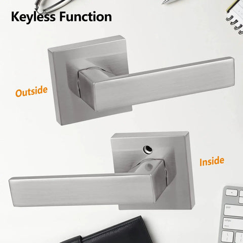 Hall Closet Lever Door Lock Handle Satin Nickel Finish Heavy Duty Passage Hardware Reversible for Right or Left Hand Use