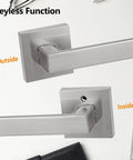 Keyless Hall And Closet Lever Door Lock Handle In Satin Nickel Finish, Heavy Duty Passage Door Lock, Reversible View