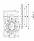 Nmrv Series Worm Gear Reducer With Solid Aluminum Construction Compact Lightweight Frame detailed diagram with measurements.
