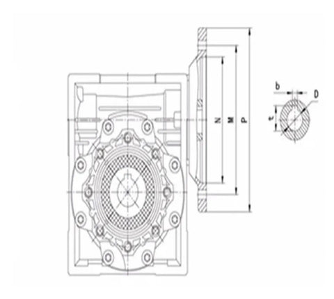 Nmrv Series Worm Gear Reducer With Solid Aluminum Construction Compact Lightweight Frame detailed diagram with measurements.