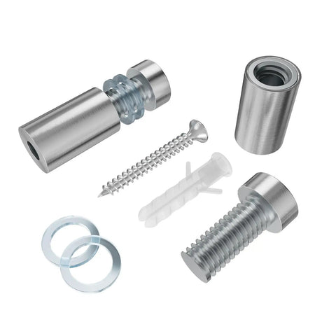 12-Pack Stainless Steel Sign Standoff Screws With Wall Anchors And Rubber Pads For Acrylic Signs, Photo Frames, And Advertising Boards