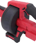 Heavy Duty Cordless Drain Auger With Motorized Cable Feed, 7 Meter electric drain snake, red with grip handle for clearing clogs.