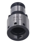 Sturdy Round Die Collet Chuck For Tapping Milling Works Securely Holds M3 M6 Dies With Hex Wrench Blackened Carbon Steel Tool showing top view.