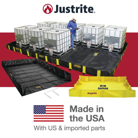 Rigid-Lock QuickBerm Truck-Friendly Drive Over Oil Spill Containment Berm 10 Ft By 10 Ft By 12 In 745 Gallon Capacity PVC Coated Fabric Made In The USA Quick Deploy Barrier For Emergency Or Routine Spill Cleanup Black