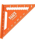 Orange 4-1/2 Inch Aluminum Trim Square With Dual Reference Base And Laser-Etched Markings For Rafter And Carpenter Work, top view