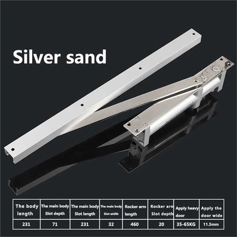 Heavy Duty Door Closer With Hydraulic Buffer Adjustable Speed For 60 Kg To 80 Kg Doors Mute Soft Closing Aluminum Alloy Hardware silver sand