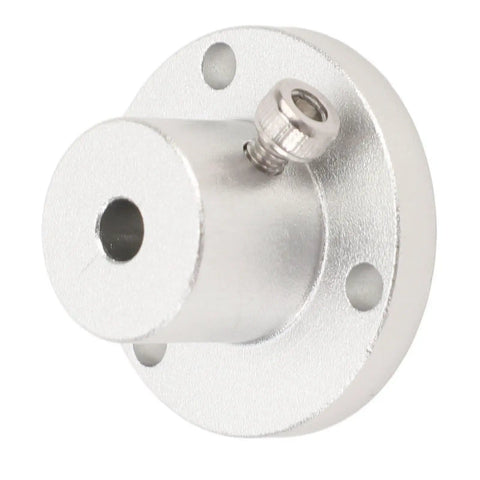 Side view of 4mm Flange Coupling Connector For Mecanum Wheel 60mm Shaft Axis, Aluminum Alloy Universal Hub With Stainless Steel Hex Set Screw, Precise Fit