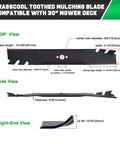 Diagram of 30 Inch Timemaster Mower Blades for Time Master Turfmaster with dimensions and details.
