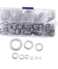 600 Pcs Stainless Steel Spring Lock Washers Set for Vibration Resistance in Automotive Electrical Applications, Heavy Duty Split Lock Washers Kit for Quick Fixes and Long Lasting Hardware Solutions. Assorted sizes in storage box