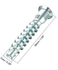 Close-up of a 39mm zinc plated hex socket countersunk wood screw from the 20Pcs Confirmat Screws Set 7x39 7x49 7x59 7x69mm for cabinets.