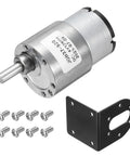 6V High Torque DC Gear Motor With 12 RPM Output And D Shaped Shaft Micro Speed Reducer For CNC Machines, mounting bracket, screws