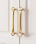 8 Pack Gold Crystal Drawer Pulls 3-3/4 Inch Hole Center 5 Inch Elegant Cabinet Pulls For Dresser And Cupboard Zinc Alloy Diamond Decorative
