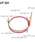 Front view of Aupoko patio heater thermocouple replacement: red insulated wire, copper sensing tube, M8/M6 threads, flat terminal.