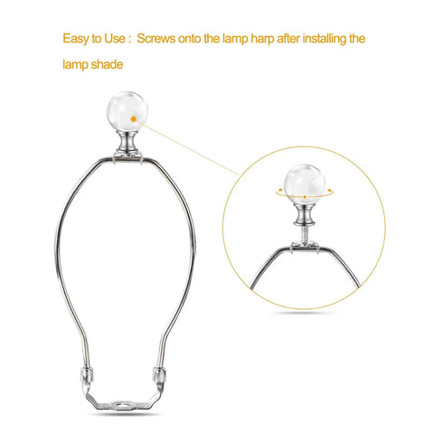 Crystal Diamond Glass Lamp Finials With 1/4-27 Inch Threaded Base 2 Pack, on lamp harp