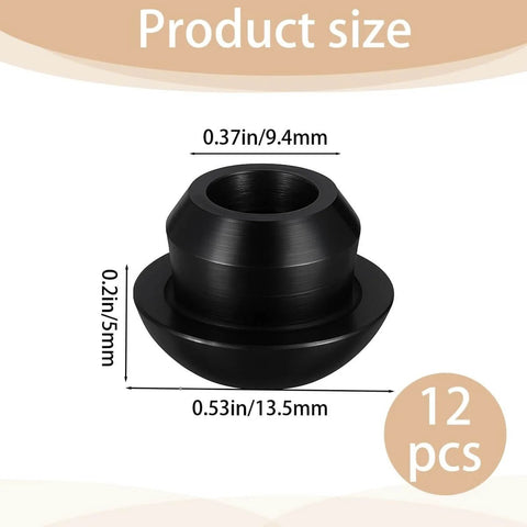 12 Pack Silicone Hydraulic Jack Oil Plugs For Floor Jack Reservoir Fill Hole, Rubber Conical Seals, shown in dimensions