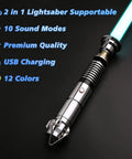 12 Color Changeable LED Light Saber With 10 Motion Sensitive Sound Effects, Premium Aluminum Alloy Hilt, Rechargeable Battery