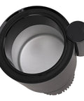 Top view of Premium Portable Travel Kettle With Car Power Cord And Bright Digital Display, sleek black design, large capacity.