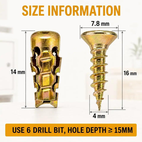 6x14mm Short Expansion Screw Set For Cabinet Hinges Quick Fix Stops Door Sagging And Wobble Restores Stripped Holes size chart