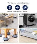 Heavy Duty Washing Machine Vibration Pads 4 Pack With Tire Grade Rubber And Honeycomb Grip under furniture and washer