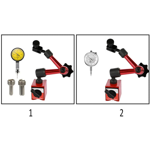 Pro Grade Dial Indicator Set With Magnetic Stand Base And Handle, Precision Dial Test Indicator And Comparator, 0.01mm Resolution, White Finish, Great For Machinists And Hobbyists, red magnetic stand with dial indicators