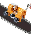 Portable Hand Crank Chainsaw Sharpening Tool With Five Titanium Diamond Bits for quick sharpening revives dull chains in seconds in use.