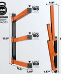 Heavy Duty 3 Level Wall Mounted Lumber Storage Rack Metal Wood Organizer dimensions and weight capacity display