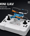 Beginner Friendly Mini Drone for Easy Carry and Stable Hover With Altitude Hold placed on controller, compact design