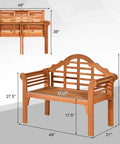 Foldable Outdoor Eucalyptus Wood Bench For Two 49 Inch Wide Two Person Loveseat Heavy Duty Solid Wood Frame With 800 Lb Capacity