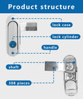 Product structure of Heavy Duty Stainless Steel Electrical Box Latch Built Like A Tank For Indoor And Outdoor Cabinets, labeled components.