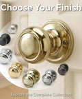 Colonial Door Knob in Polished Brass Finish, Dummy Function, 1 Pack, ANSI Grade 3 Security, Quick Install With A Screwdriver