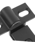 Close-up view of Heavy Duty Stainless Steel Shower Door Hinge With Dual Hole Pivot, Black Metal Bathroom Hardware.