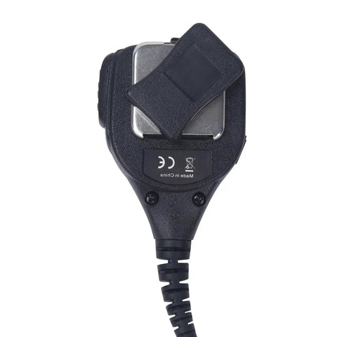 Hands Free Two Way Pro Grade Radio Shoulder Microphone For Hytera Walkie Talkie With IP54 Water Resistant Clip On Mic back view