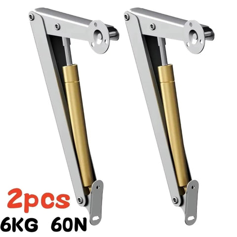 Heavy Duty Lid Support Hinges With Soft Close Gas Struts for Cabinets, 2-piece set, adjustable lift 6kg, durable DIY furniture aid