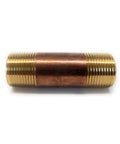 Lead Free Brass Long Nipple Three Quarter Inch By Three Quarter Inch 3 Inch Length Male NPT Pipe Fitting, full view.