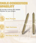 No Fuss Quality Heavy Lifters Double Ended Screws M8 X 60mm Carbon Steel Hanger Bolts zinc coated showing neat threads for solid connections.